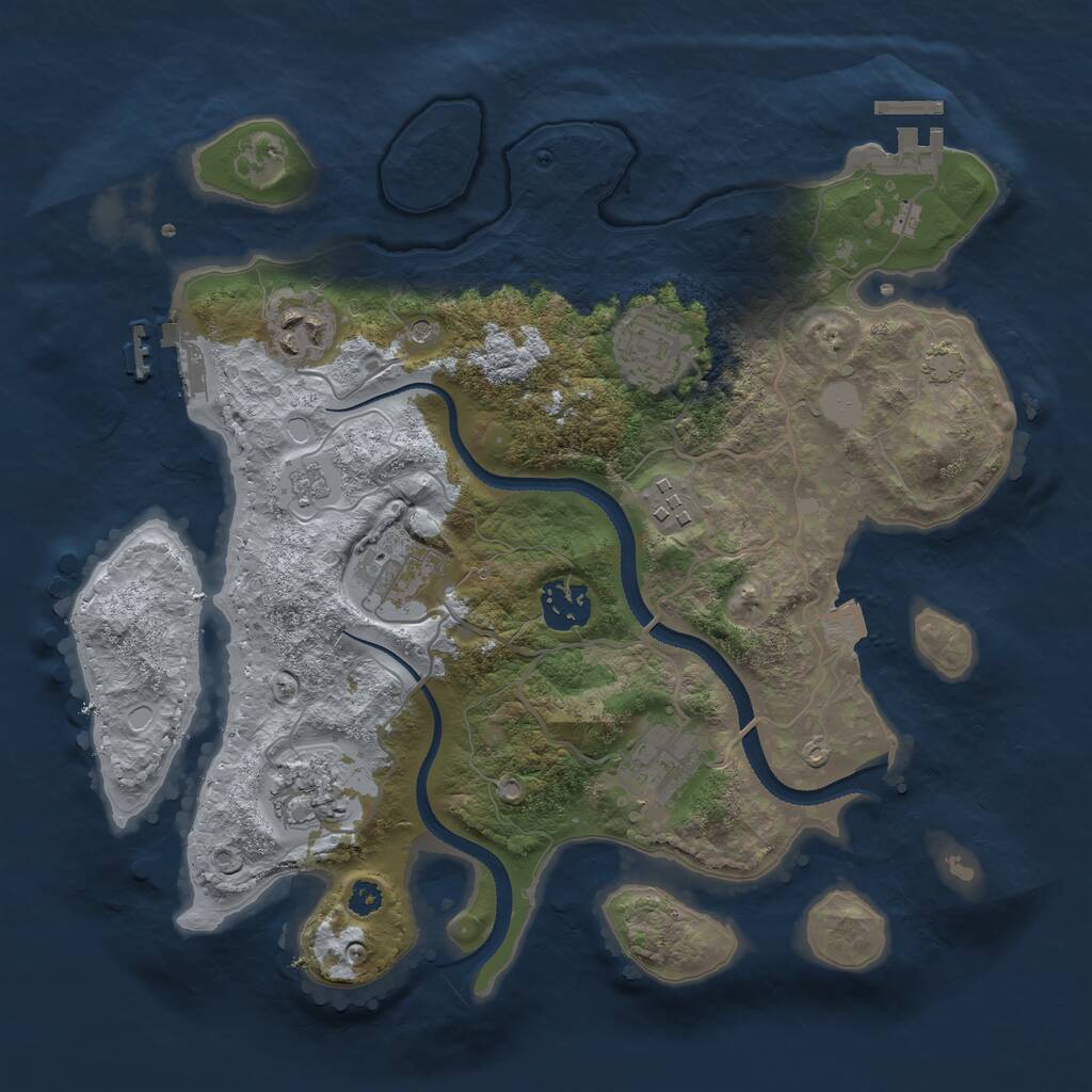 Rust Map: Procedural Map, Size: 3200, Seed: 4307163, 13 Monuments