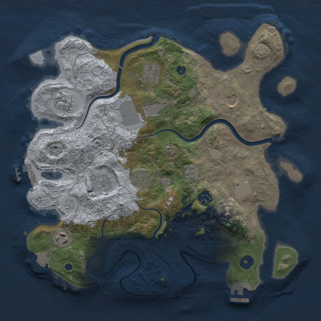 Rust Map: Procedural Map, Size: 3500, Seed: 956921506, 16 Monuments