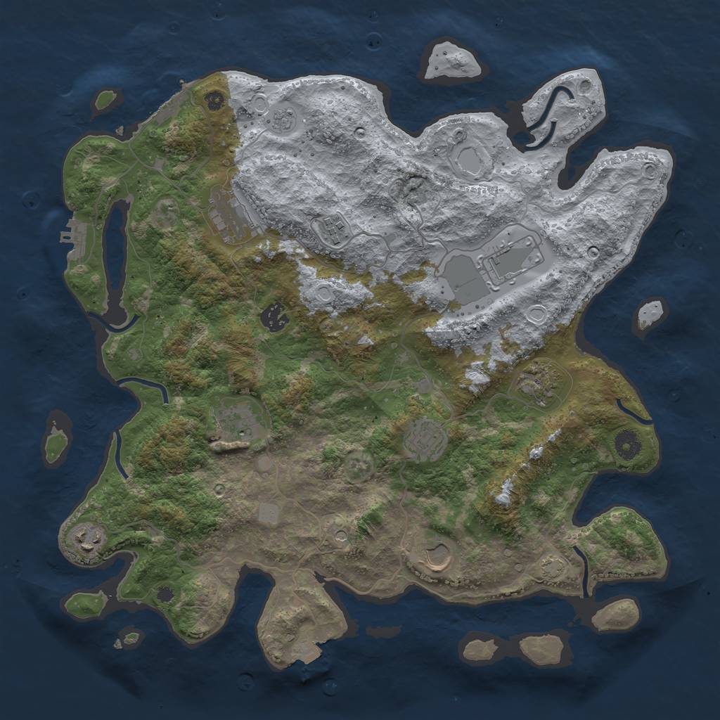 Rust Map: Procedural Map, Size: 3900, Seed: 272835, 17 Monuments