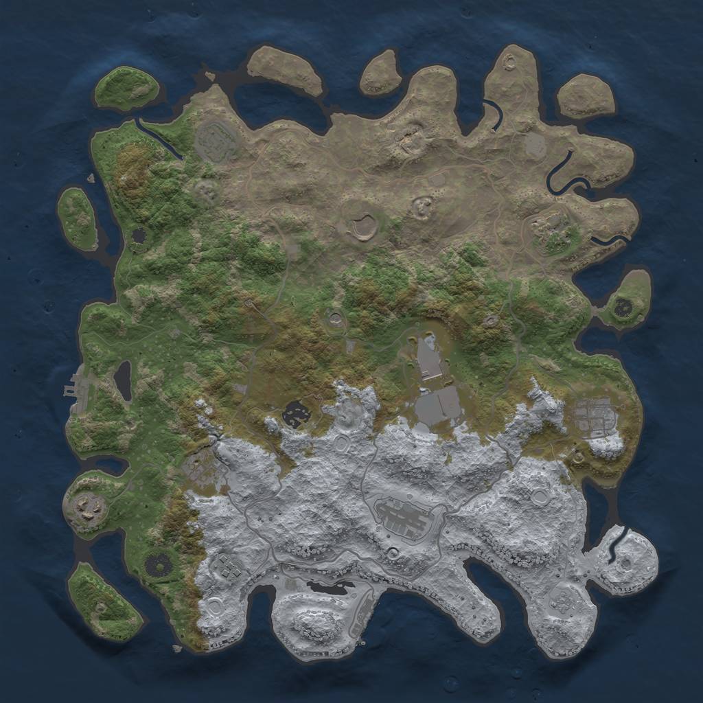 Rust Map: Procedural Map, Size: 4000, Seed: 1629997344, 17 Monuments