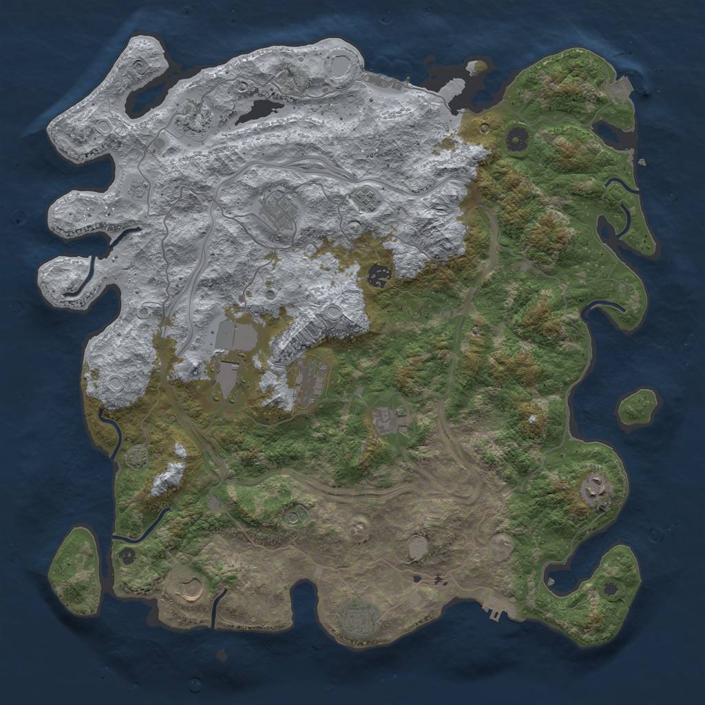 Rust Map: Procedural Map, Size: 4499, Seed: 740645957, 18 Monuments