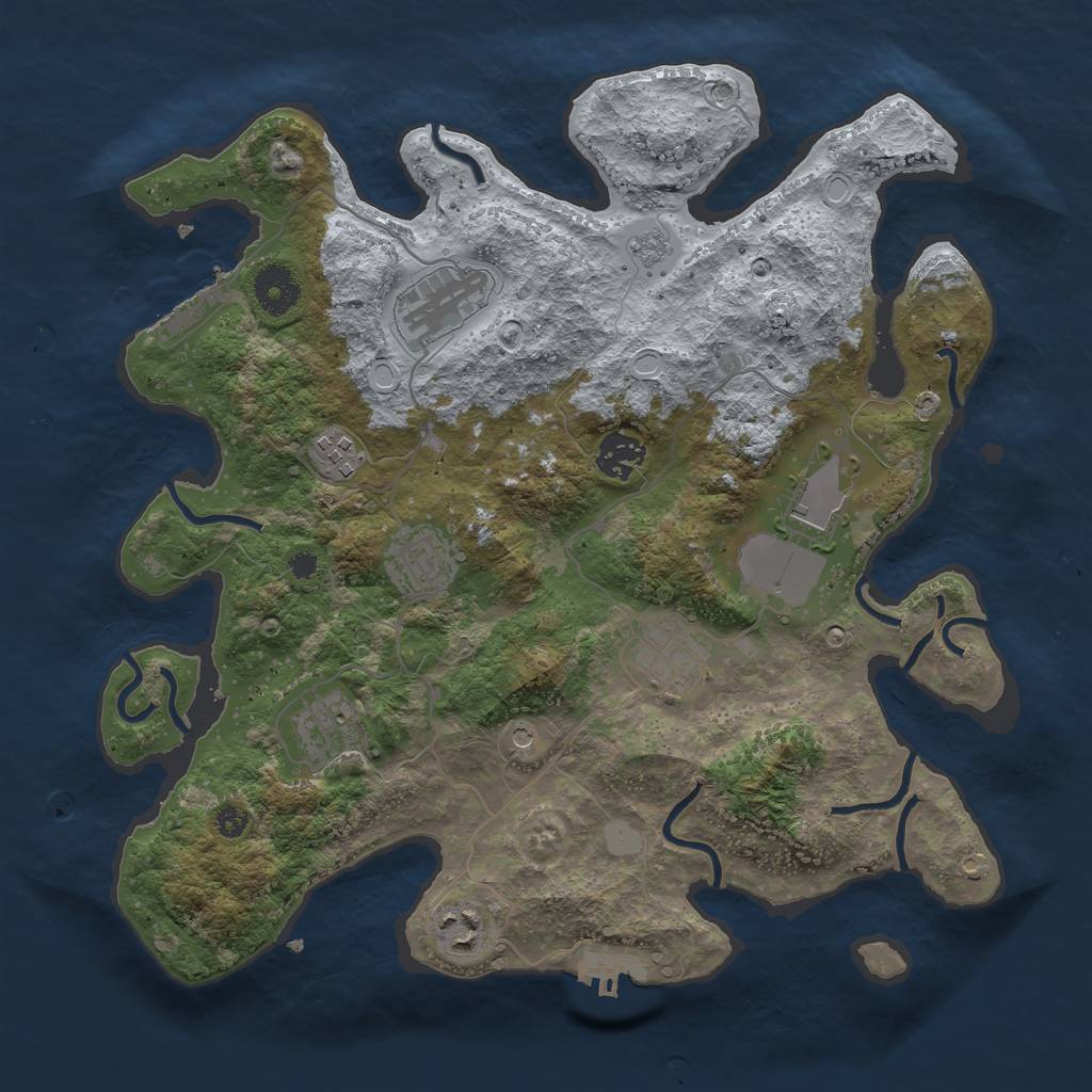 Rust Map: Procedural Map, Size: 3500, Seed: 1225210003, 15 Monuments
