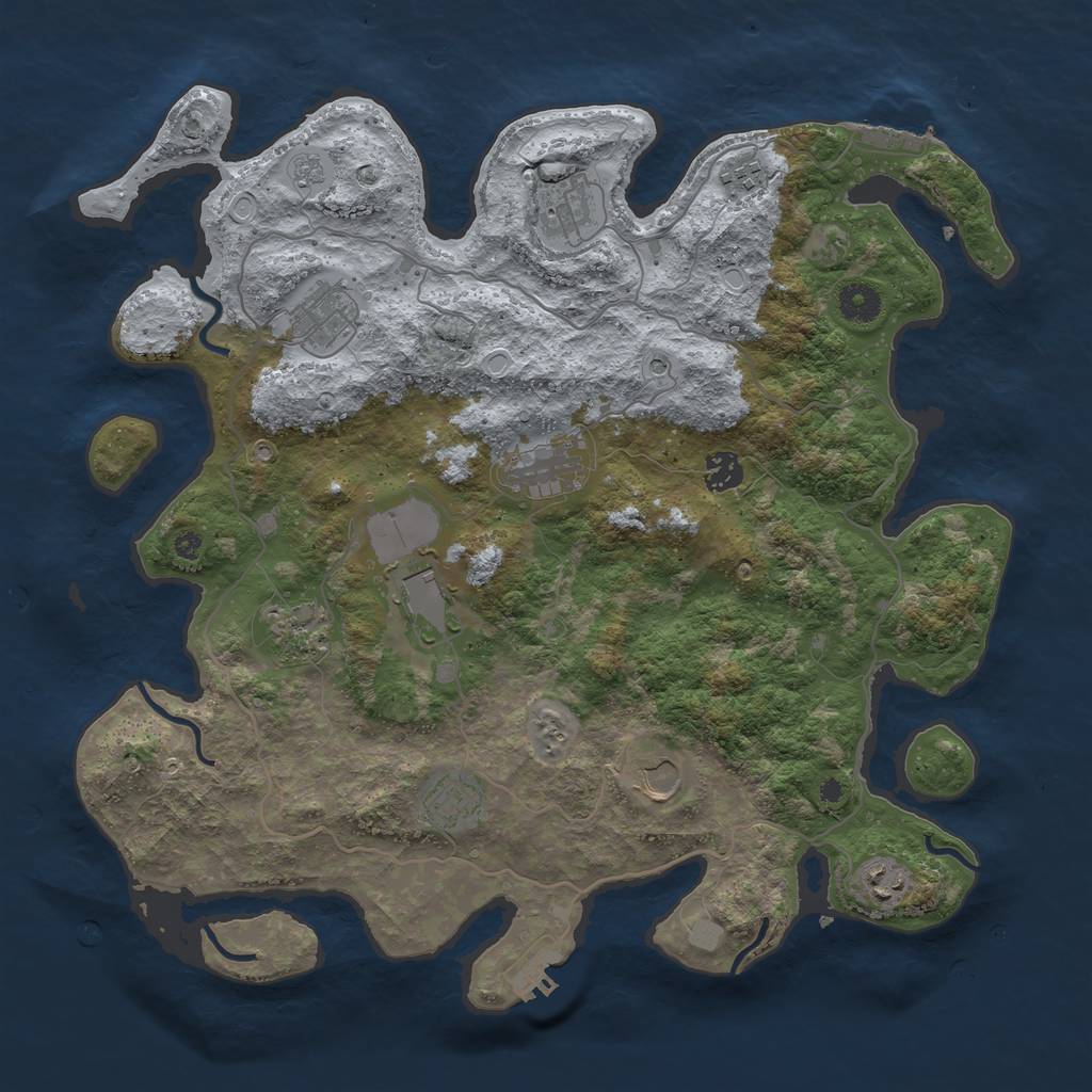 Rust Map: Procedural Map, Size: 4000, Seed: 1776056679, 17 Monuments