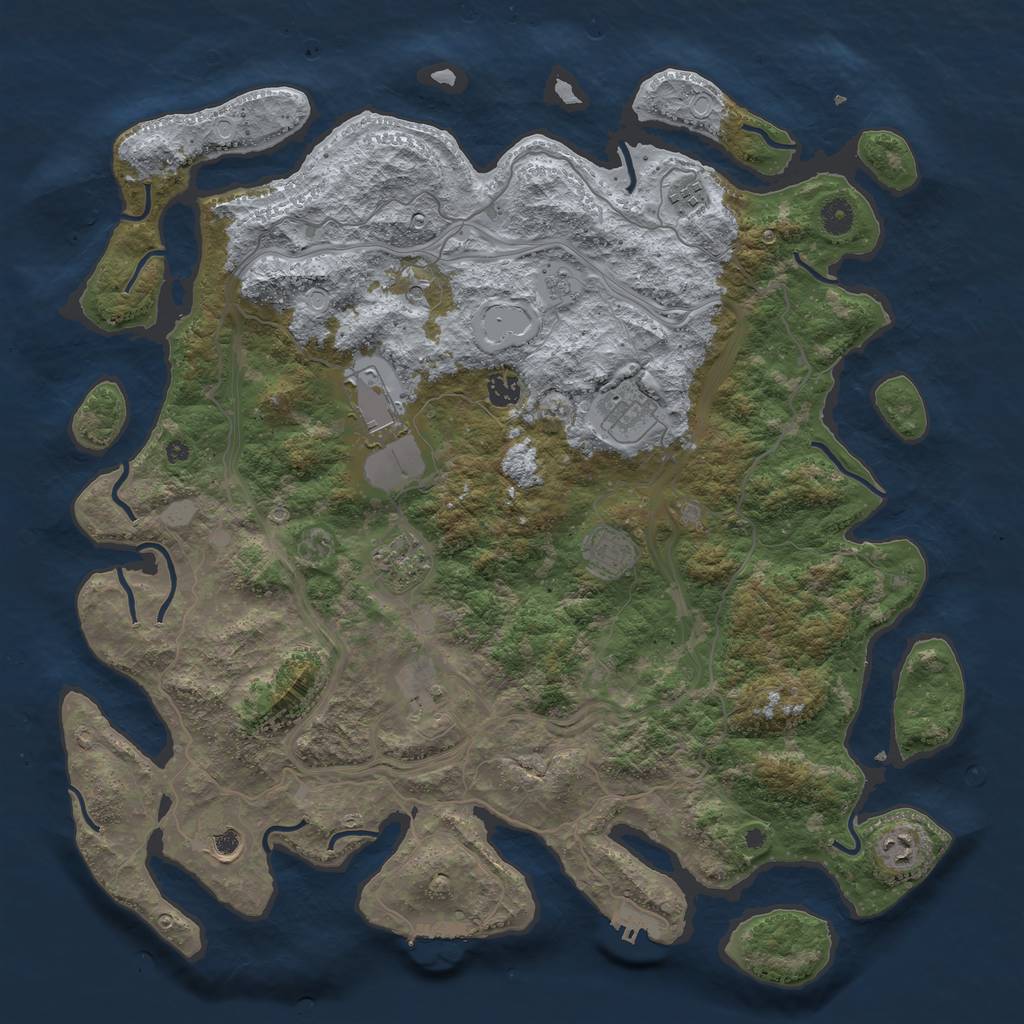 Rust Map: Procedural Map, Size: 4500, Seed: 17585018, 16 Monuments