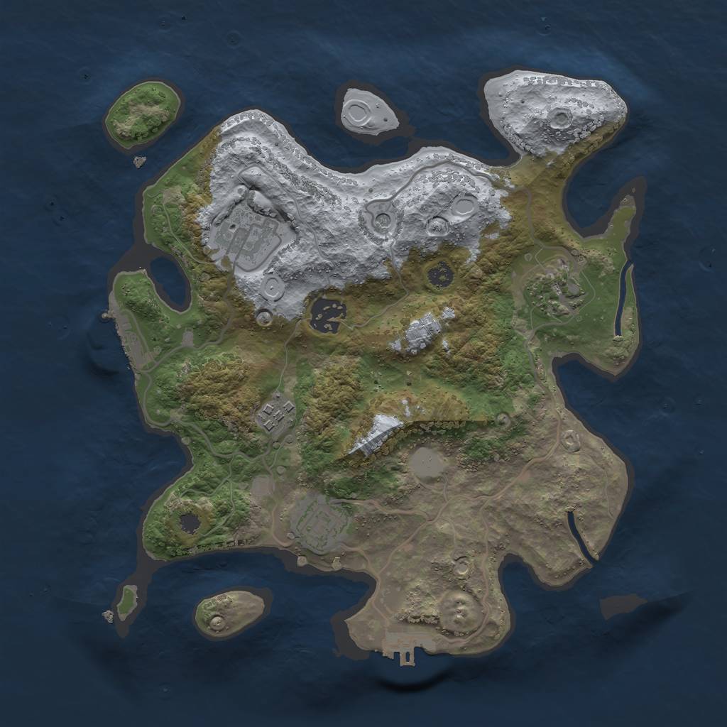 Rust Map: Procedural Map, Size: 3000, Seed: 659741491, 11 Monuments