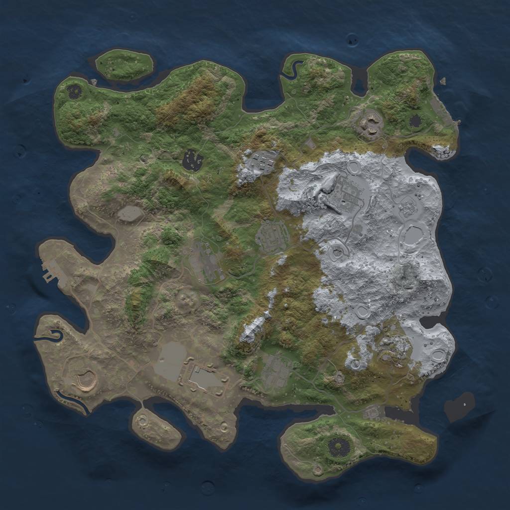 Rust Map: Procedural Map, Size: 3600, Seed: 923518, 17 Monuments