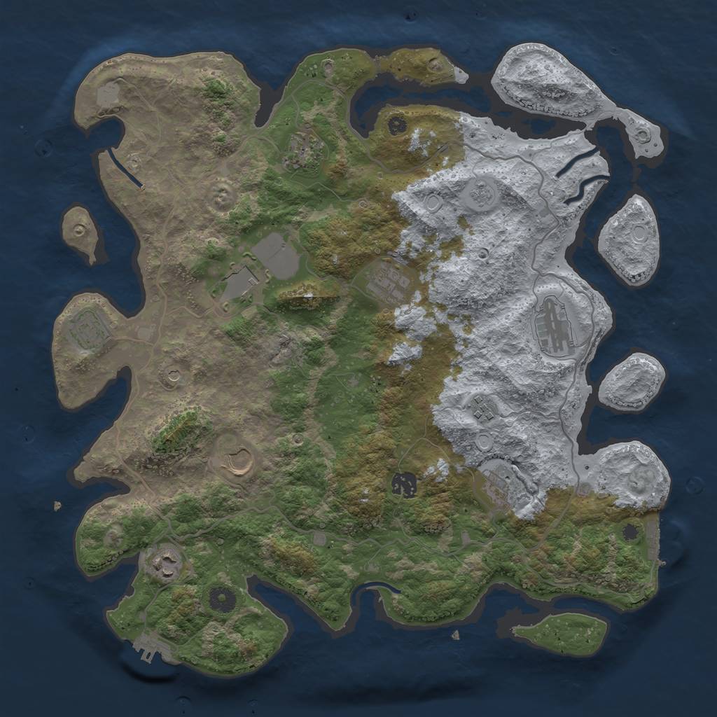 Rust Map: Procedural Map, Size: 4000, Seed: 84108, 17 Monuments