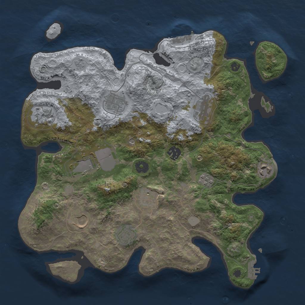 Rust Map: Procedural Map, Size: 3500, Seed: 63606871, 17 Monuments