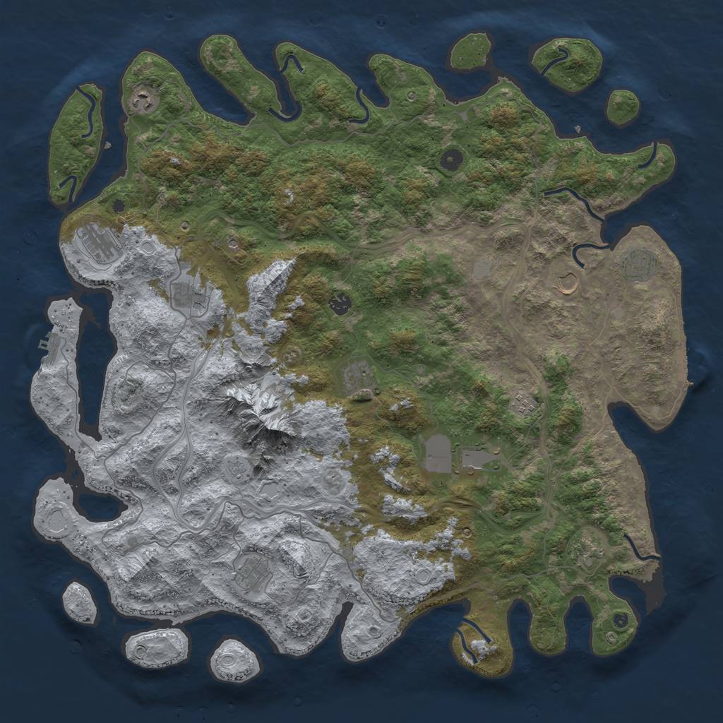 Rust Map: Procedural Map, Size: 5000, Seed: 4536234, 18 Monuments