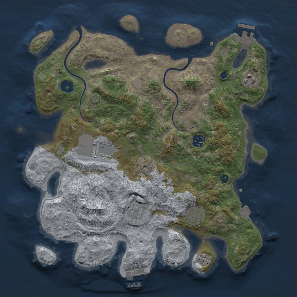 Rust Map: Procedural Map, Size: 3500, Seed: 503795217, 12 Monuments