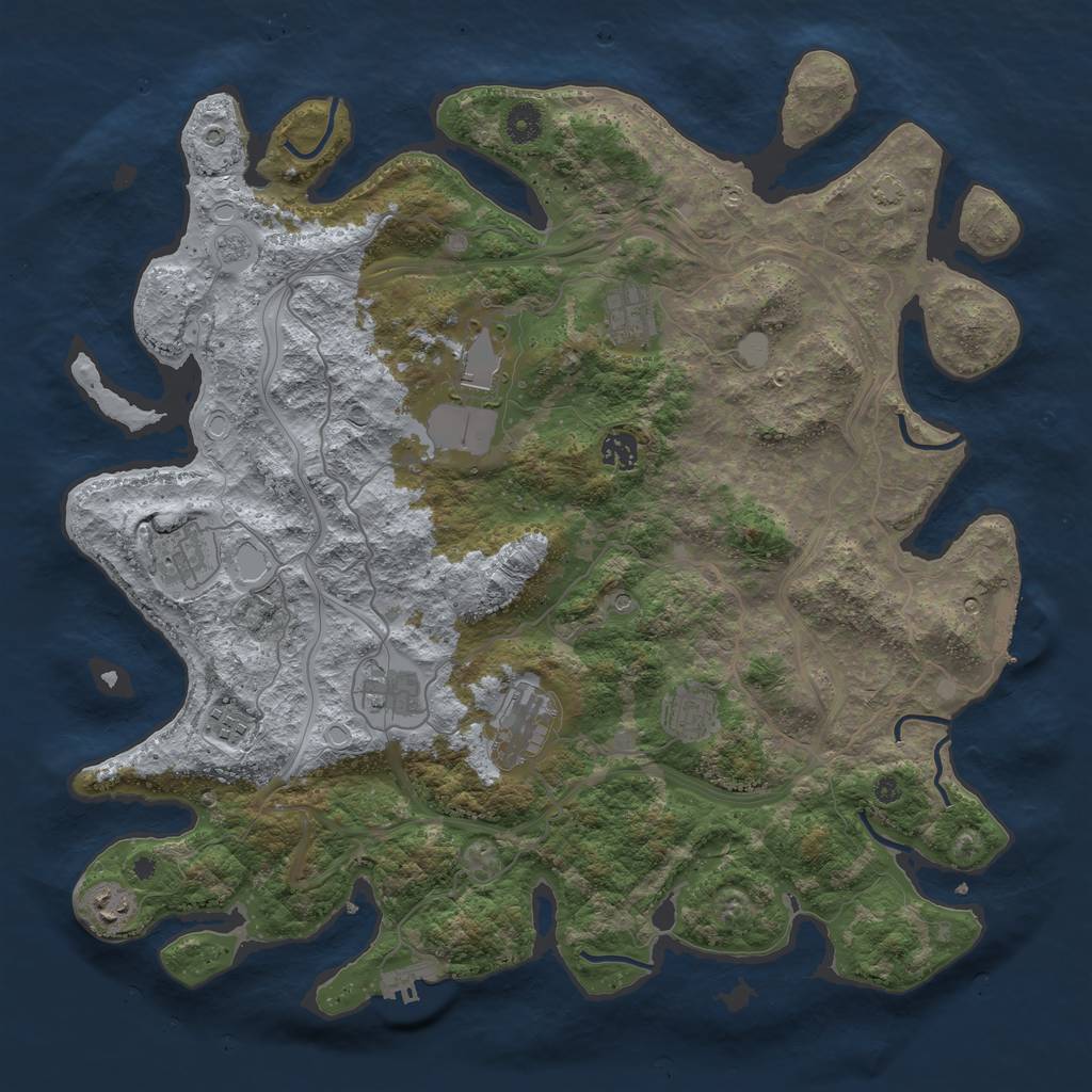 Rust Map: Procedural Map, Size: 4250, Seed: 2097463400, 17 Monuments