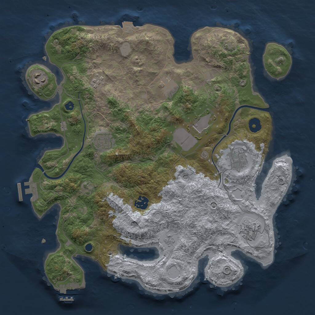 Rust Map: Procedural Map, Size: 3500, Seed: 820512585, 14 Monuments