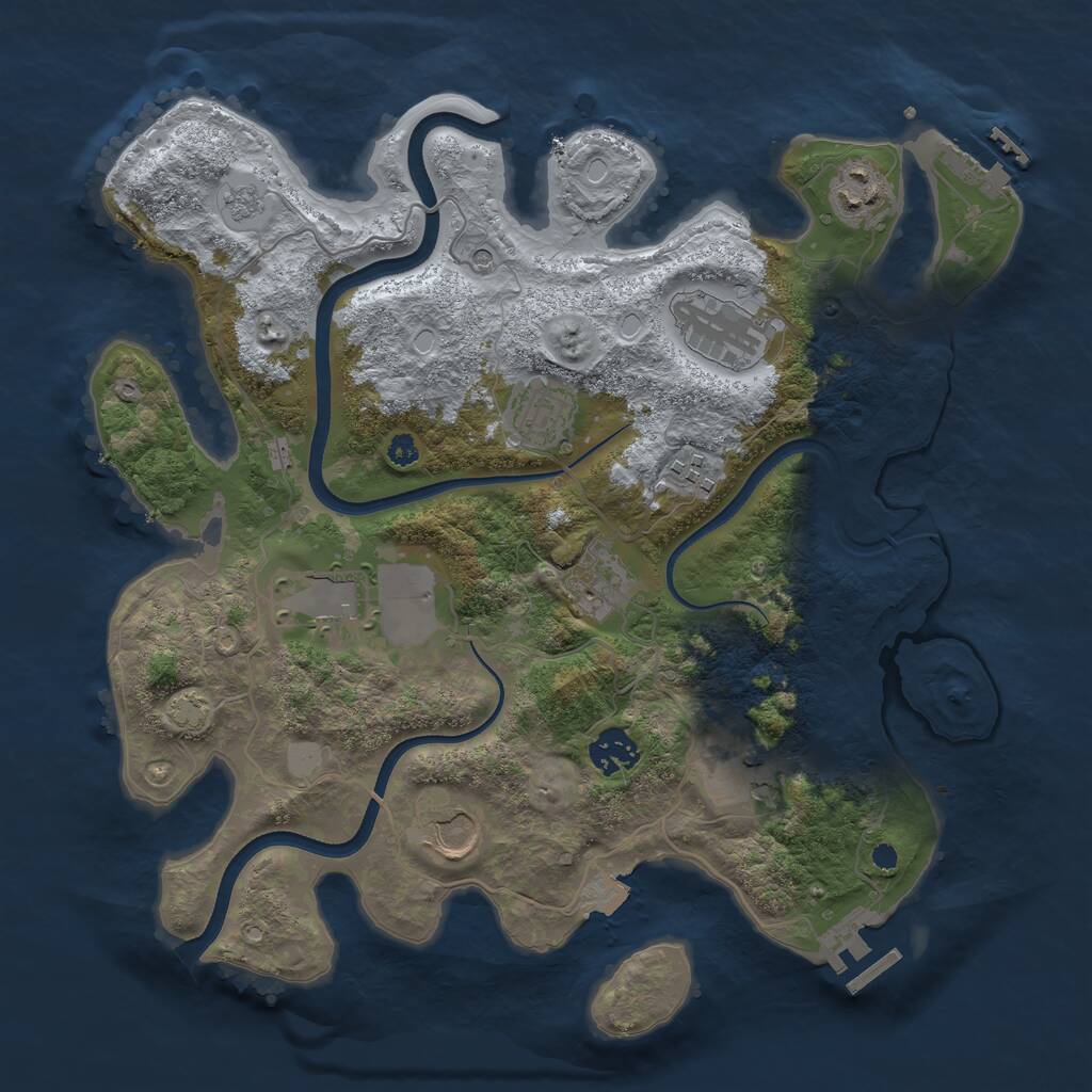 Rust Map: Procedural Map, Size: 3500, Seed: 526462930, 15 Monuments