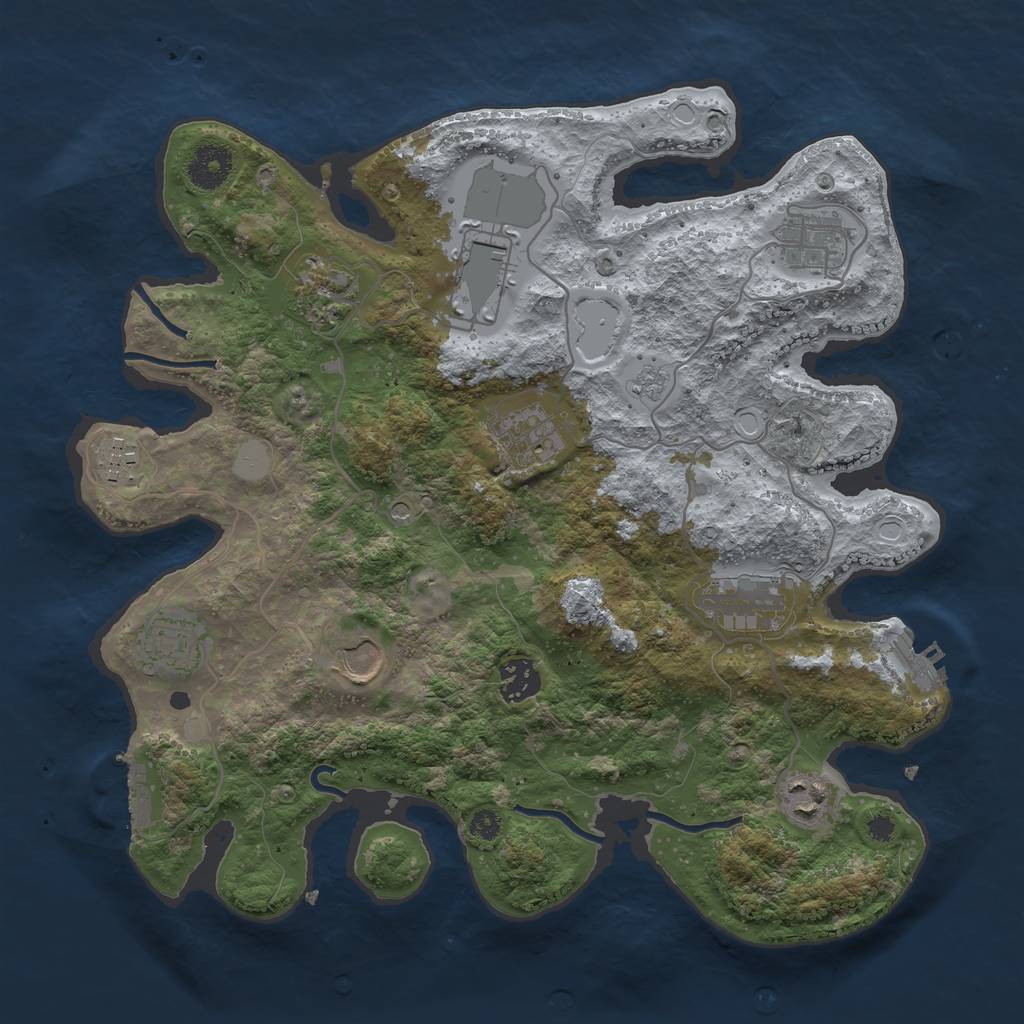 Rust Map: Procedural Map, Size: 3500, Seed: 112111578, 17 Monuments