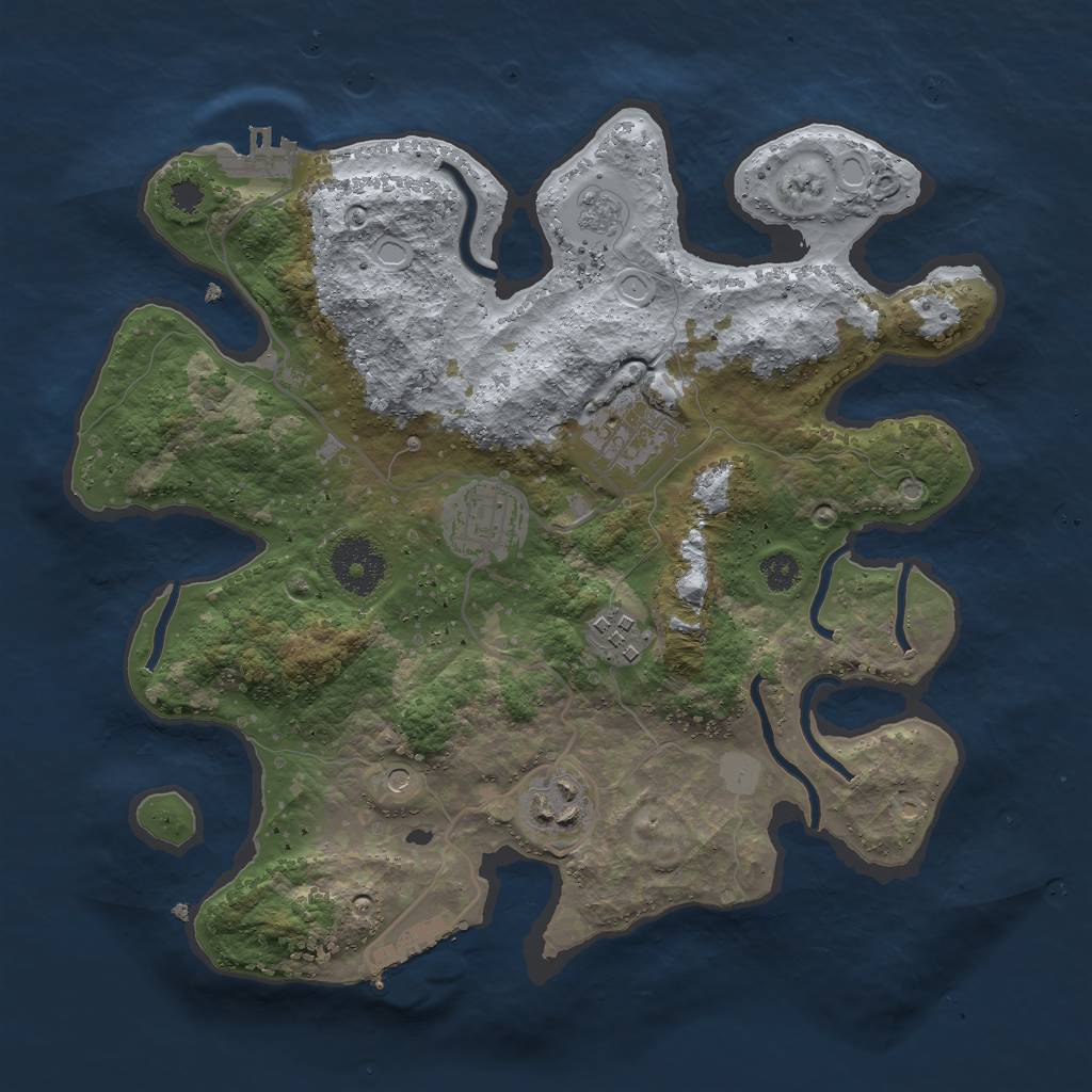 Rust Map: Procedural Map, Size: 3000, Seed: 9281, 11 Monuments