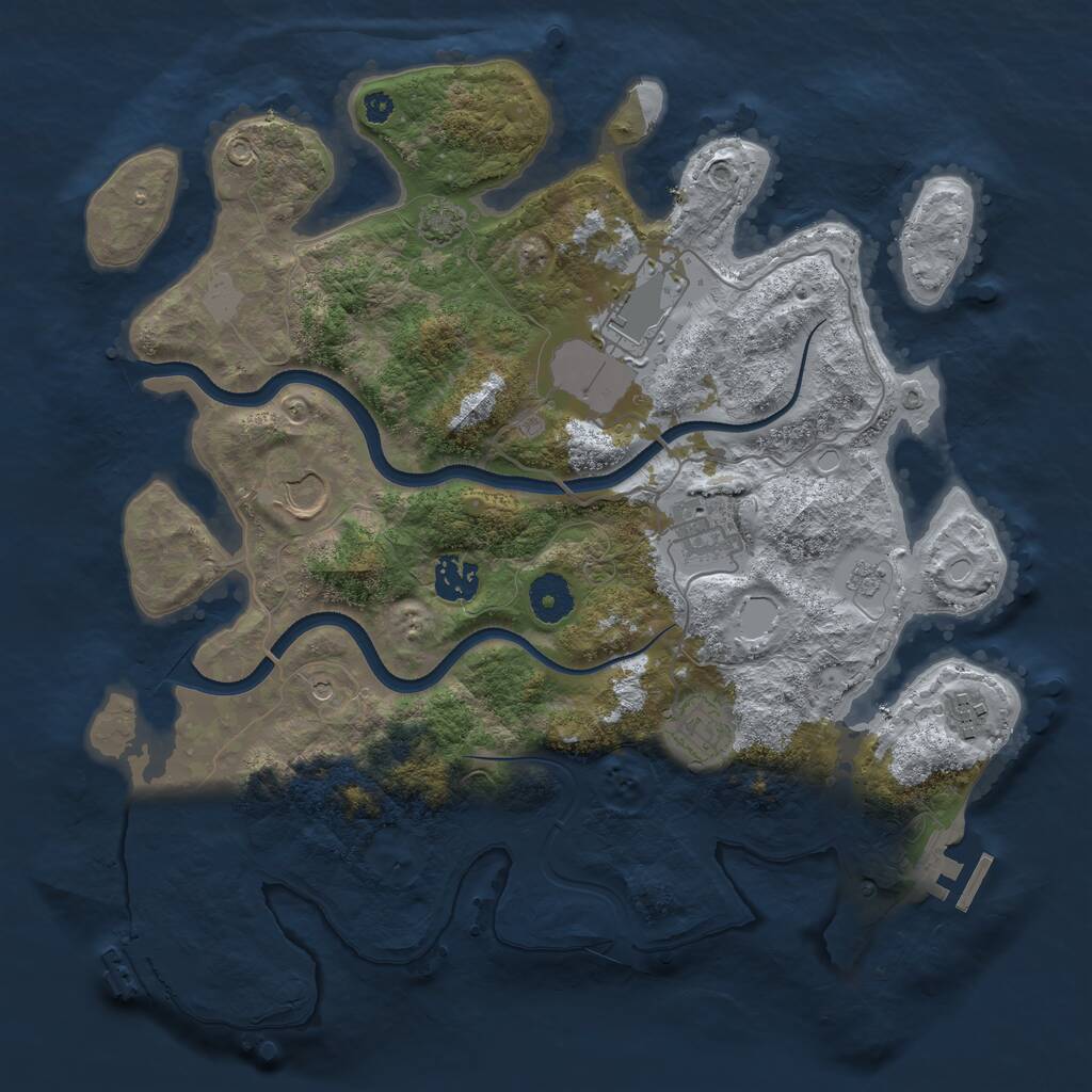 Rust Map: Procedural Map, Size: 3550, Seed: 194023, 12 Monuments