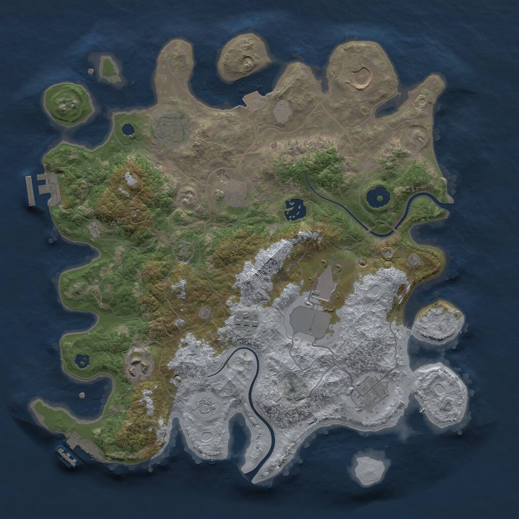 Rust Map: Procedural Map, Size: 3500, Seed: 296370504, 13 Monuments