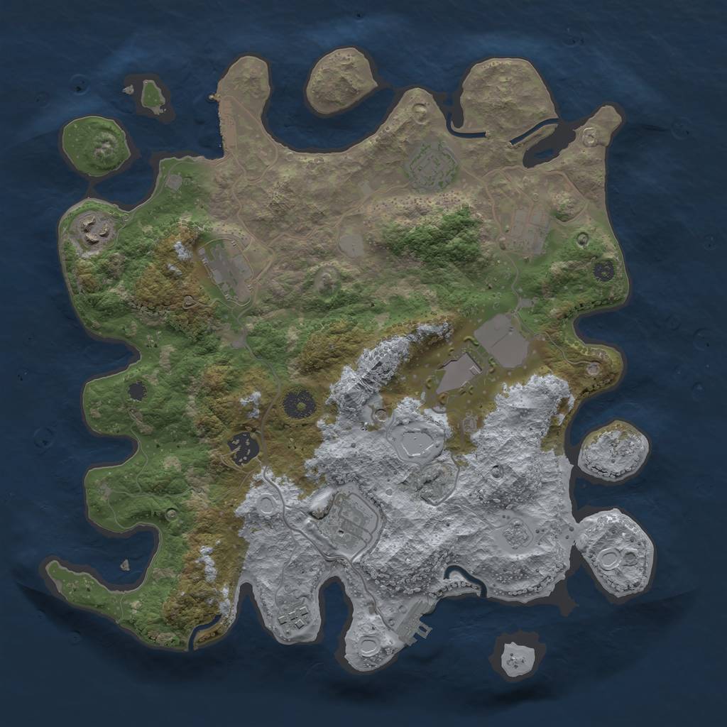 Rust Map: Procedural Map, Size: 3500, Seed: 296370504, 15 Monuments