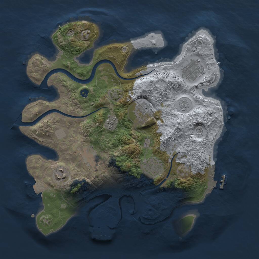 Rust Map: Procedural Map, Size: 3000, Seed: 14190, 12 Monuments