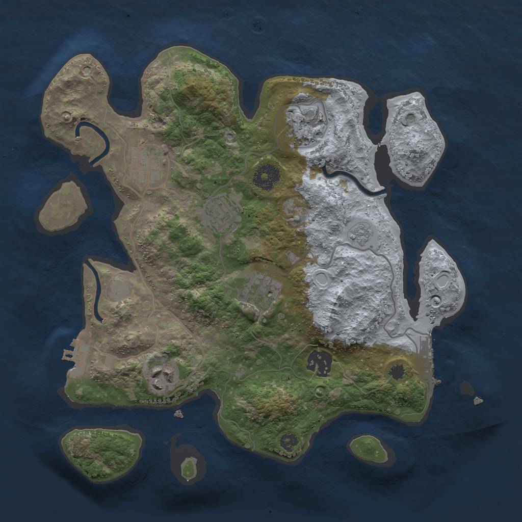 Rust Map: Procedural Map, Size: 3000, Seed: 31884, 12 Monuments