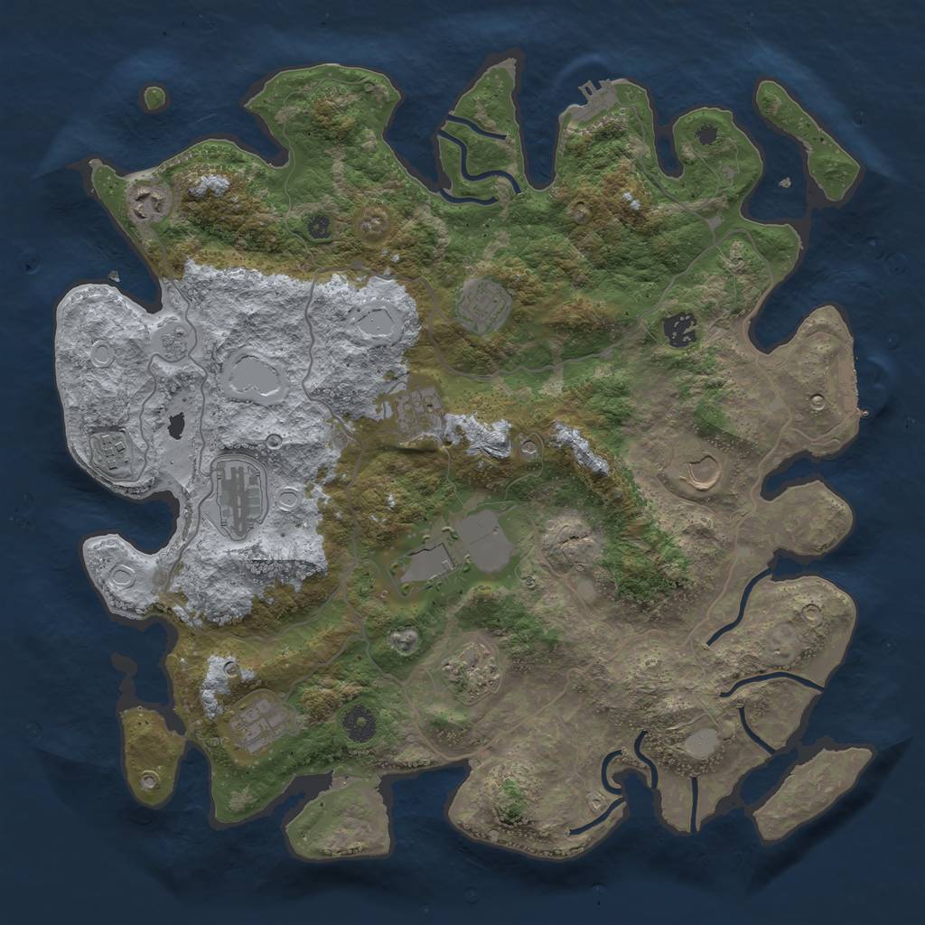 Rust Map: Procedural Map, Size: 4000, Seed: 378982676, 17 Monuments