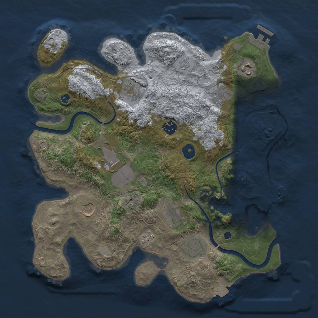 Rust Map: Procedural Map, Size: 3500, Seed: 1323646913, 15 Monuments