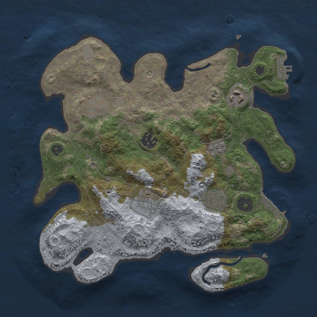 Rust Map: Procedural Map, Size: 3000, Seed: 6795, 13 Monuments