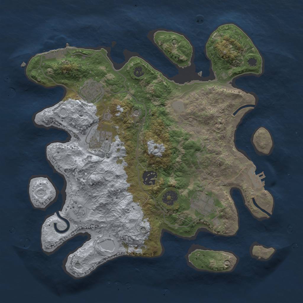 Rust Map: Procedural Map, Size: 3000, Seed: 533114253, 11 Monuments