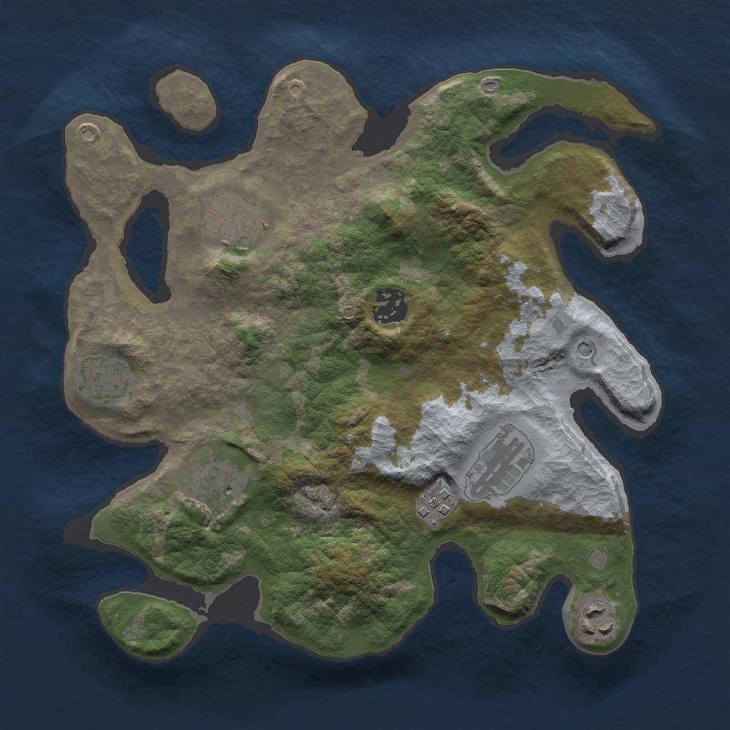 Rust Map: Barren, Size: 3000, Seed: 1427221909, 10 Monuments