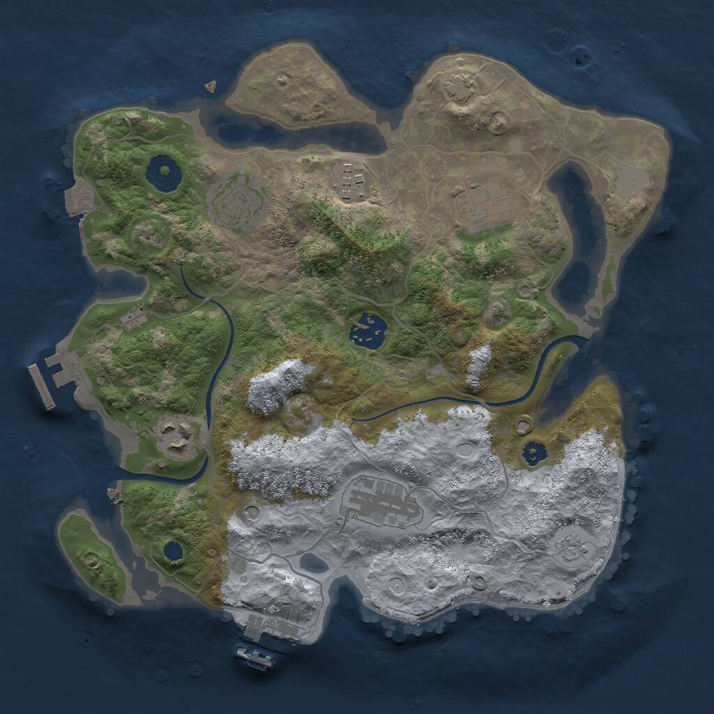 Rust Map: Procedural Map, Size: 3000, Seed: 25082, 12 Monuments