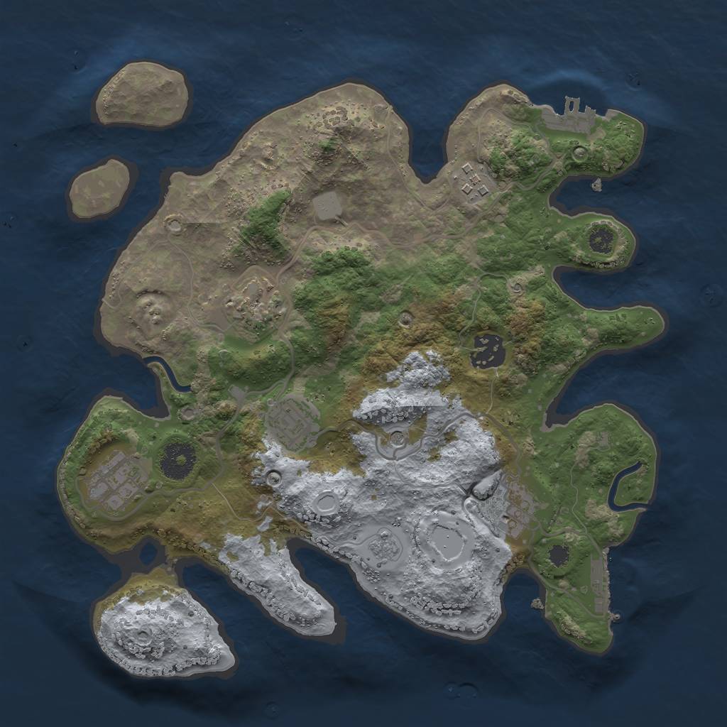 Rust Map: Procedural Map, Size: 3000, Seed: 6494, 13 Monuments