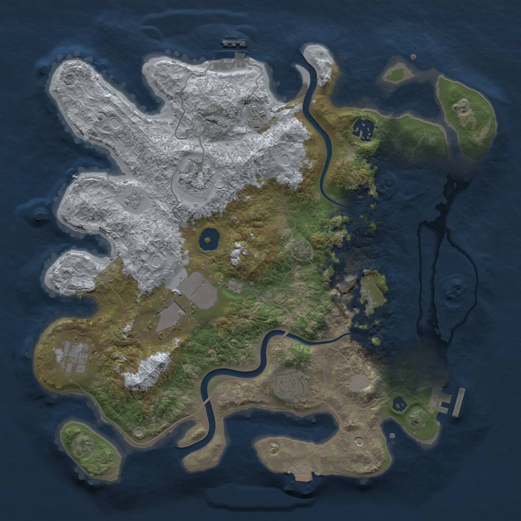 Rust Map: Procedural Map, Size: 3550, Seed: 96263, 13 Monuments