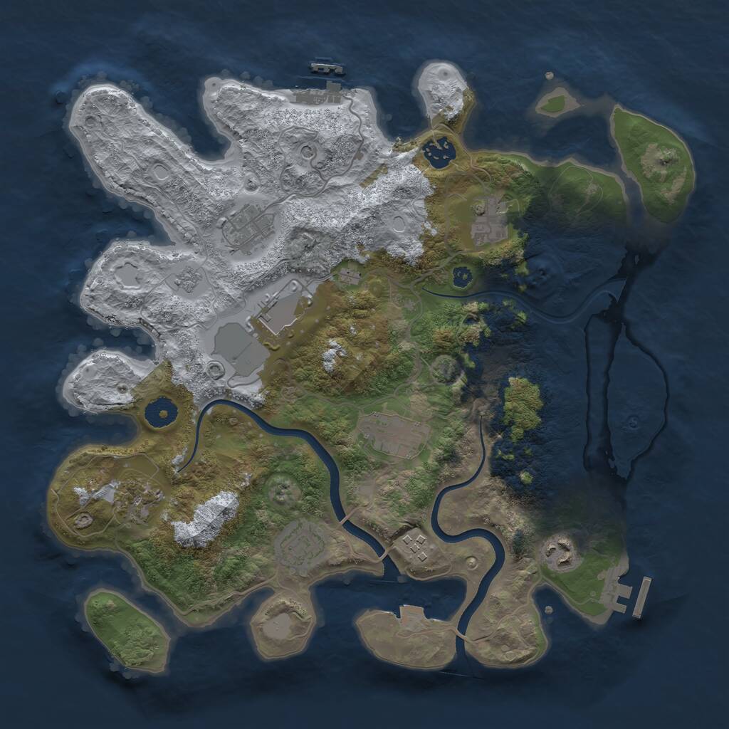 Rust Map: Procedural Map, Size: 3550, Seed: 96263, 15 Monuments