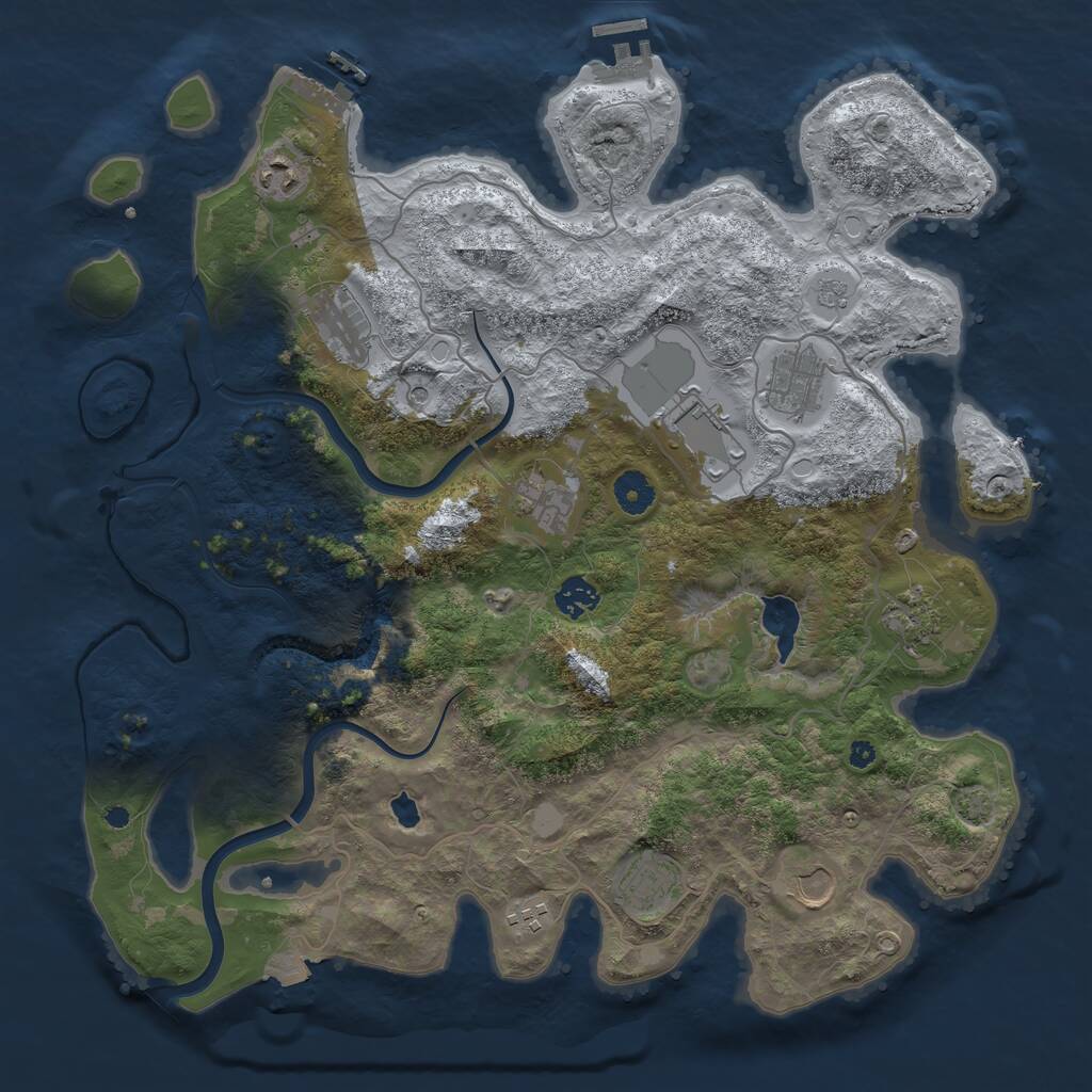 Rust Map: Procedural Map, Size: 4000, Seed: 2121, 16 Monuments