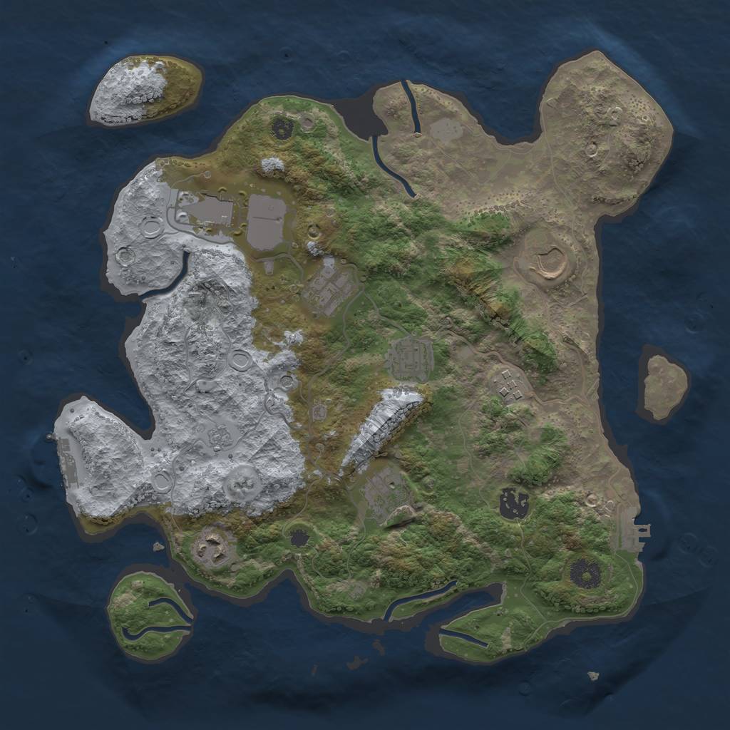 Rust Map: Procedural Map, Size: 3500, Seed: 1003223211, 15 Monuments