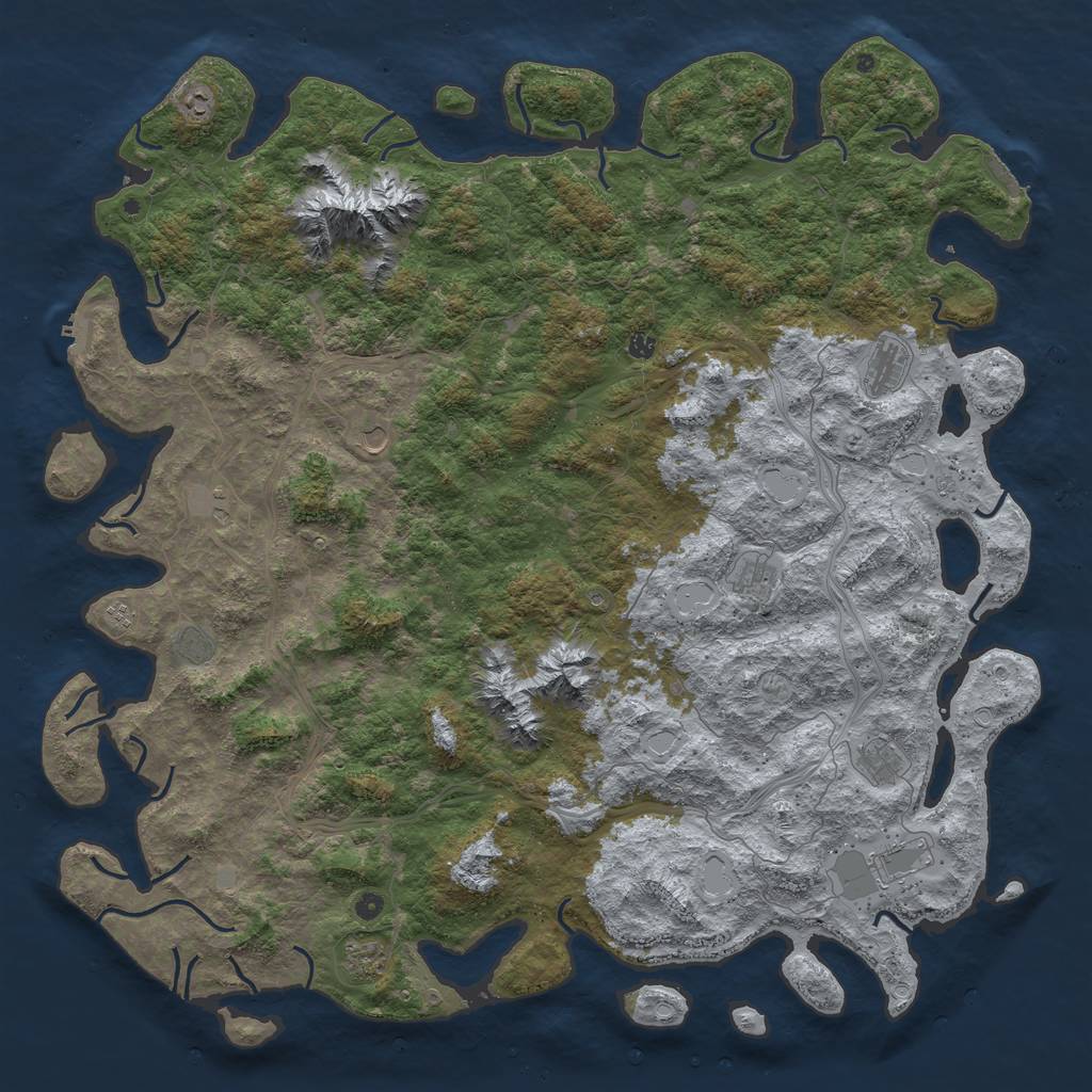 Rust Map: Procedural Map, Size: 6000, Seed: 125443474, 18 Monuments