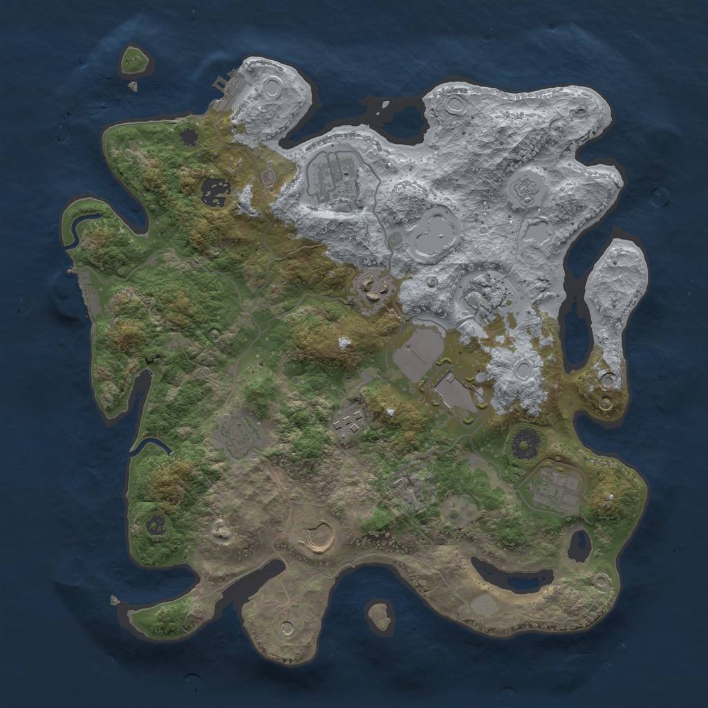 Rust Map: Procedural Map, Size: 3500, Seed: 1812914135, 16 Monuments