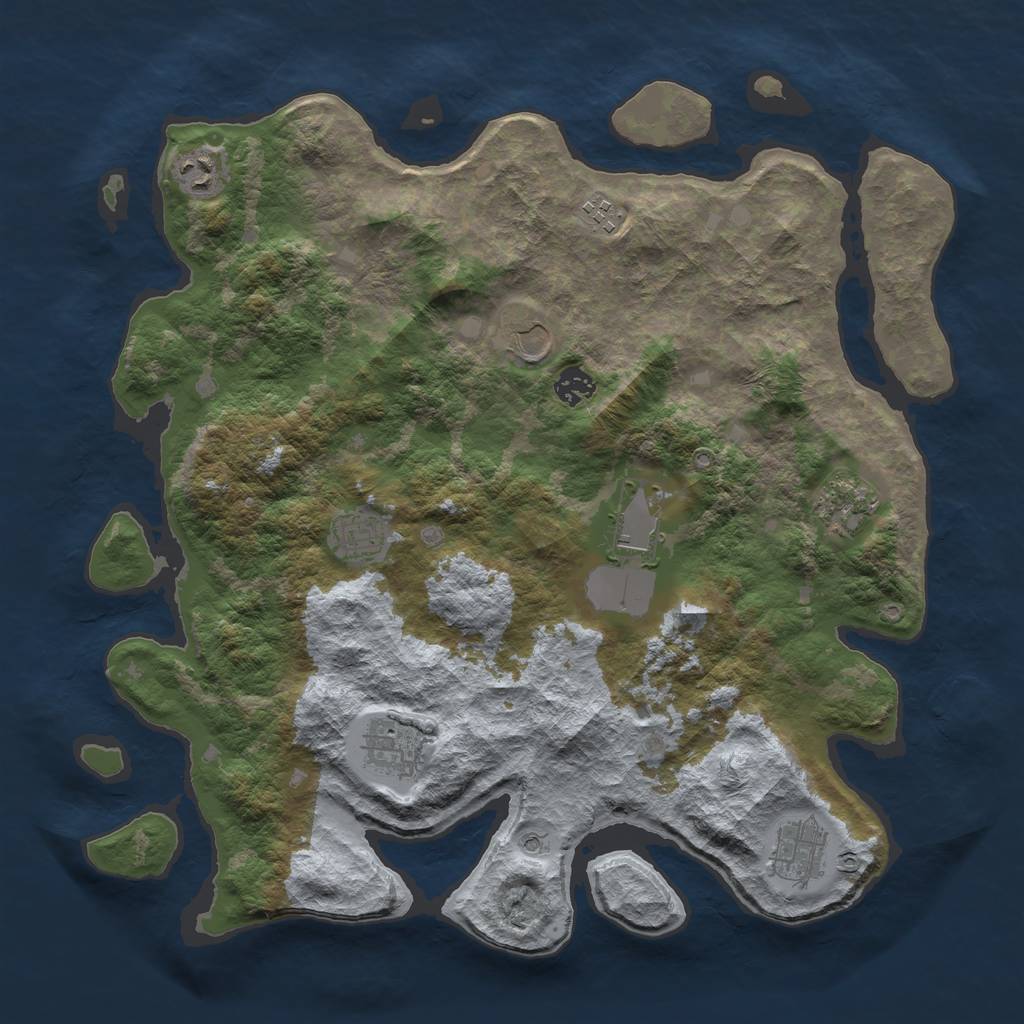 Rust Map: Barren, Size: 4000, Seed: 93724, 12 Monuments