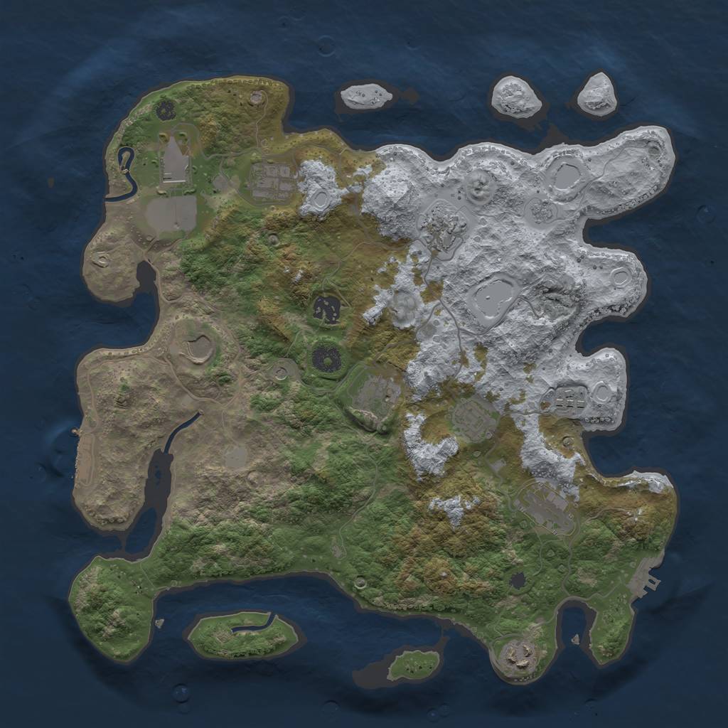 Rust Map: Procedural Map, Size: 3800, Seed: 893045, 17 Monuments