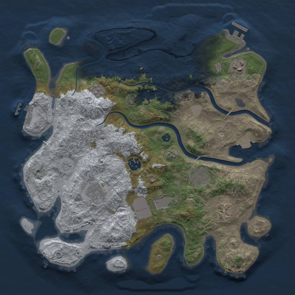 Rust Map: Procedural Map, Size: 3500, Seed: 525856, 13 Monuments