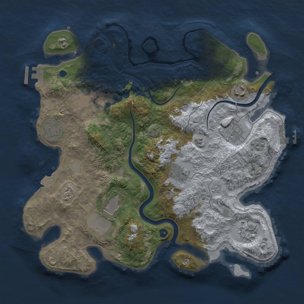 Rust Map: Procedural Map, Size: 3500, Seed: 1175991016, 14 Monuments