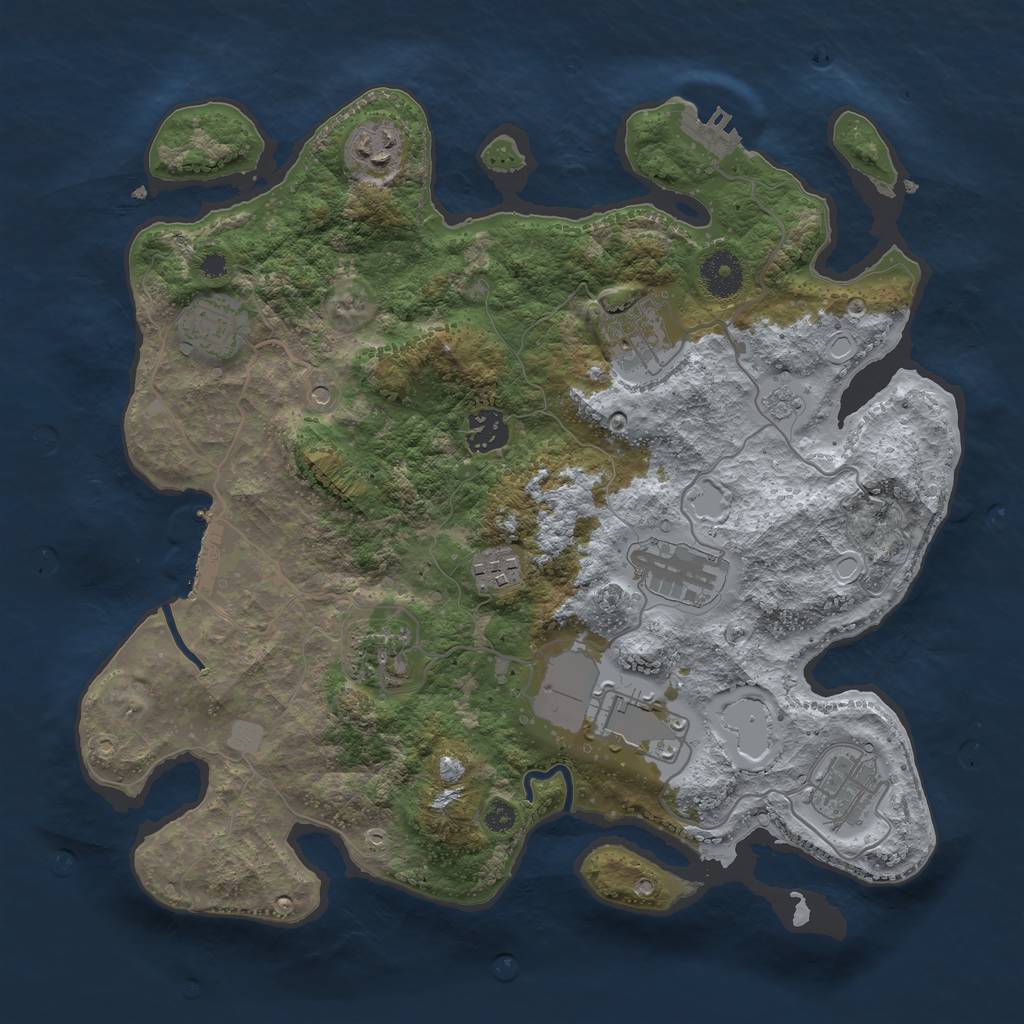 Rust Map: Procedural Map, Size: 3500, Seed: 1175991016, 16 Monuments