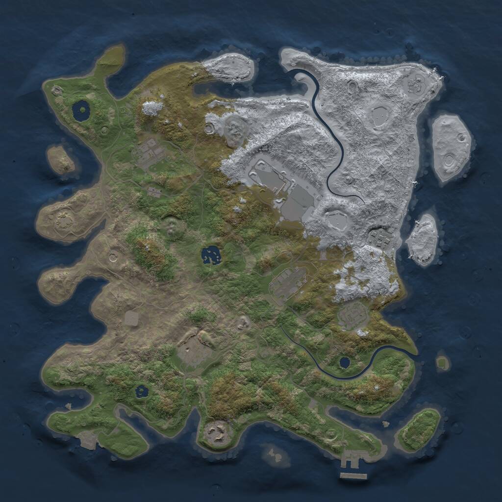 Rust Map: Procedural Map, Size: 3800, Seed: 300418803, 13 Monuments
