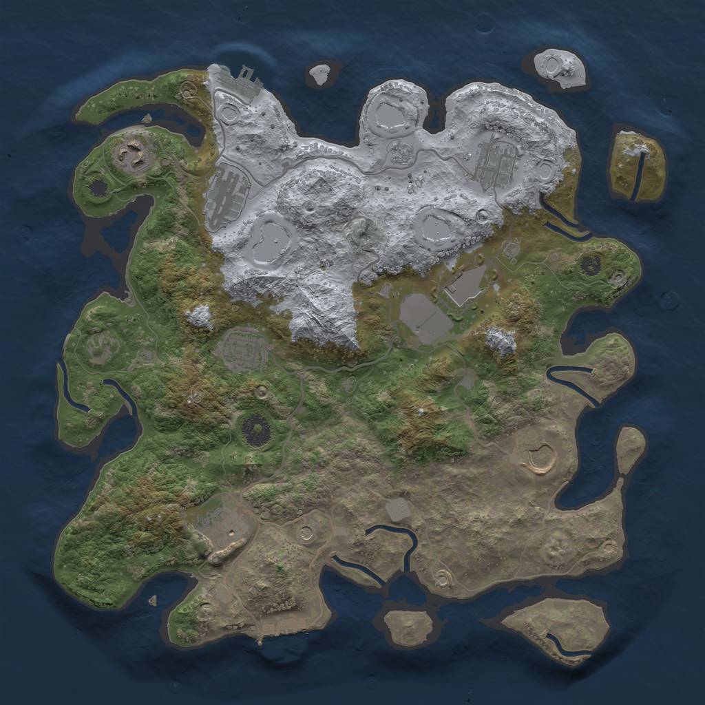 Rust Map: Procedural Map, Size: 3500, Seed: 603185262, 14 Monuments