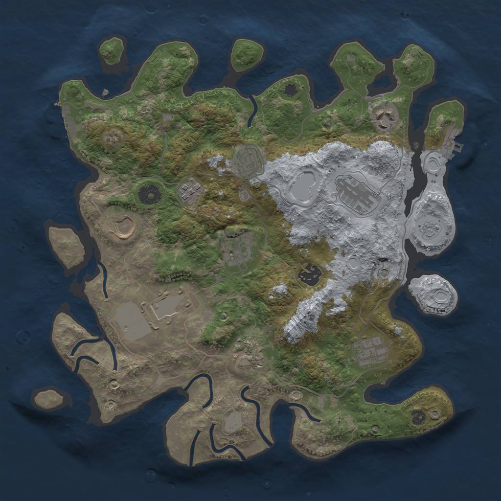 Rust Map: Procedural Map, Size: 3500, Seed: 75754575, 17 Monuments