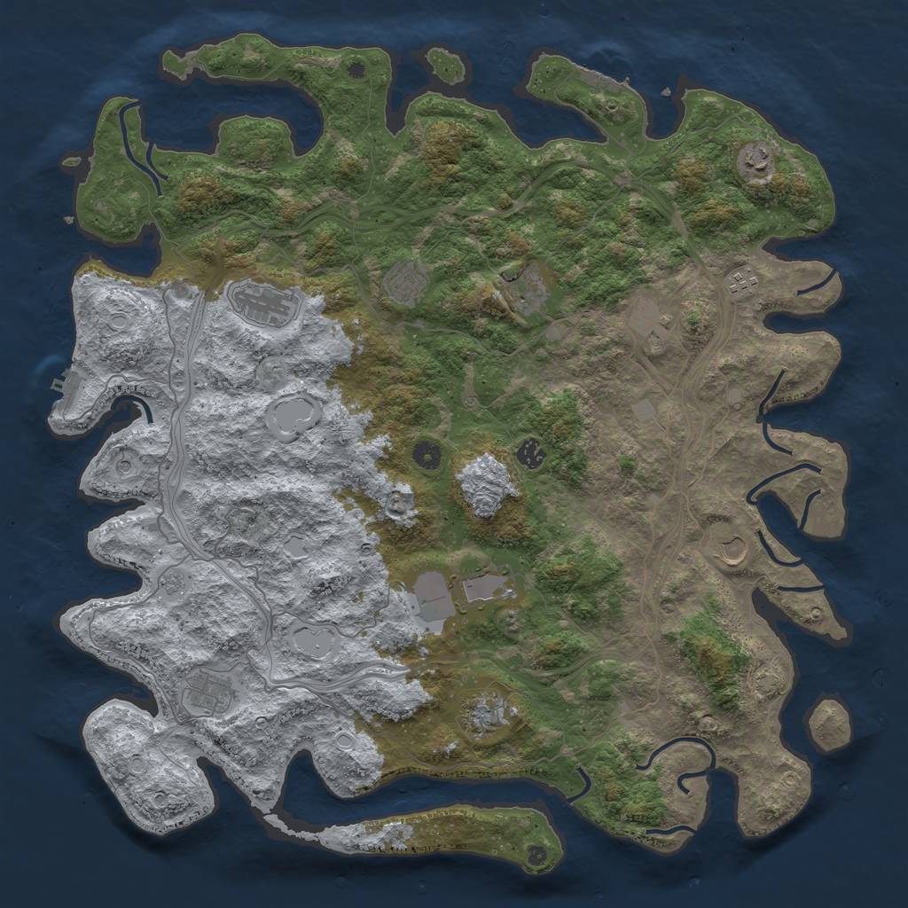 Rust Map: Procedural Map, Size: 4800, Seed: 208917082, 19 Monuments