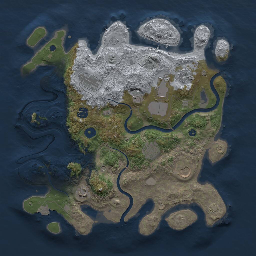 Rust Map: Procedural Map, Size: 3500, Seed: 164036558, 12 Monuments