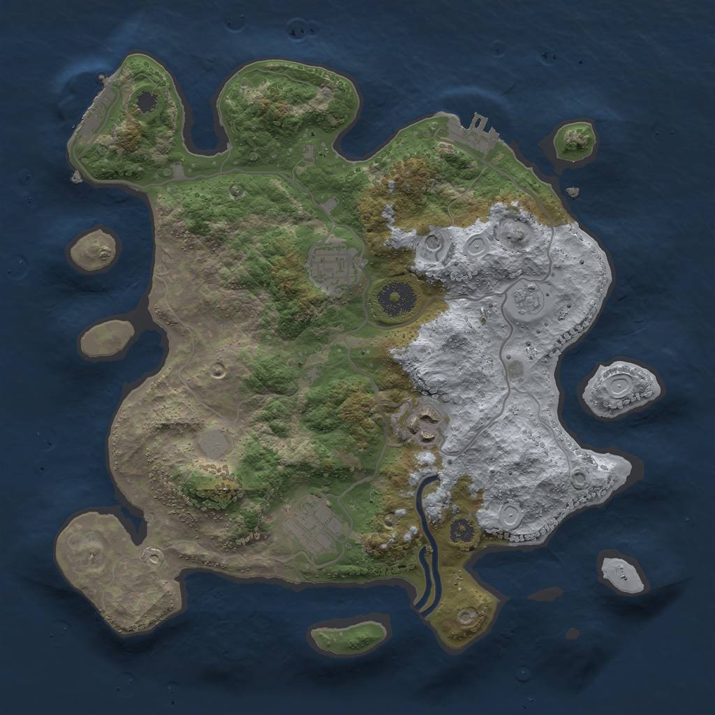 Rust Map: Procedural Map, Size: 3000, Seed: 16147, 10 Monuments