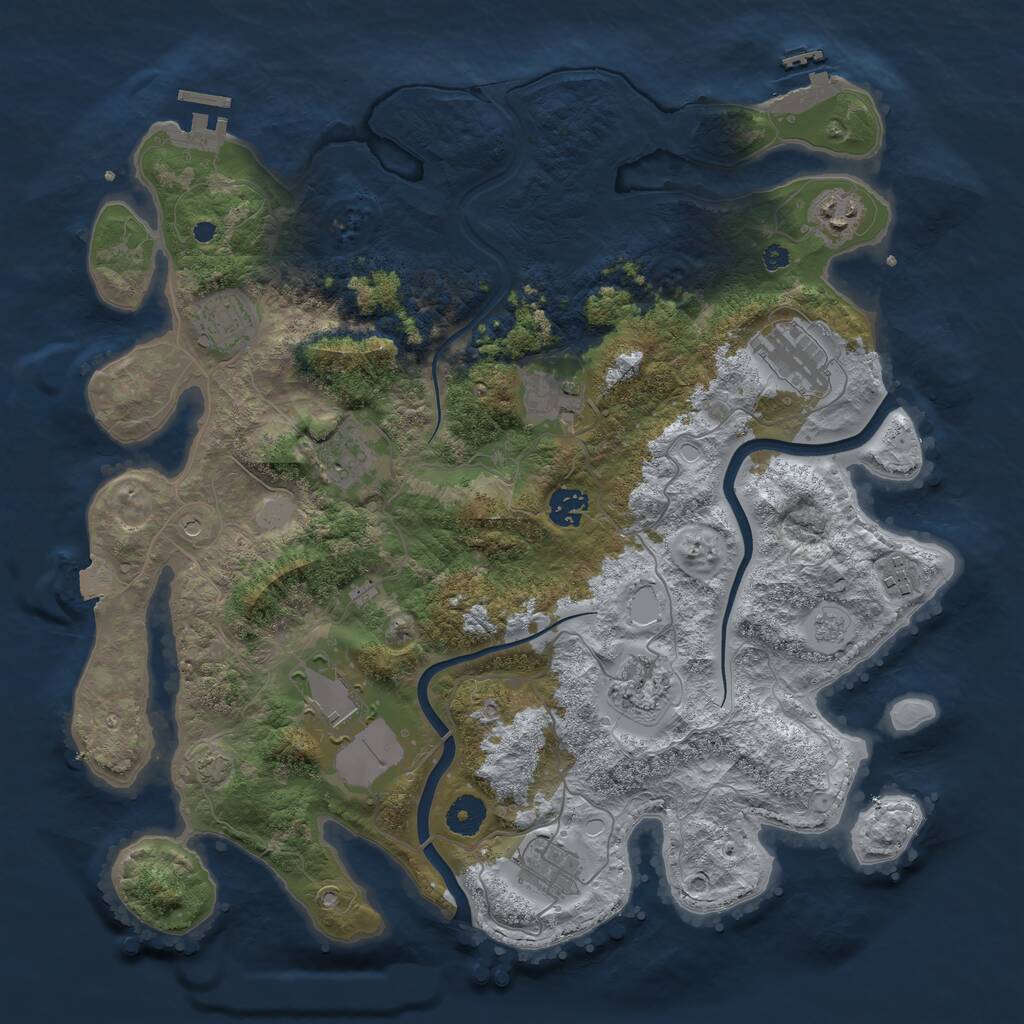 Rust Map: Procedural Map, Size: 3900, Seed: 2145875, 16 Monuments