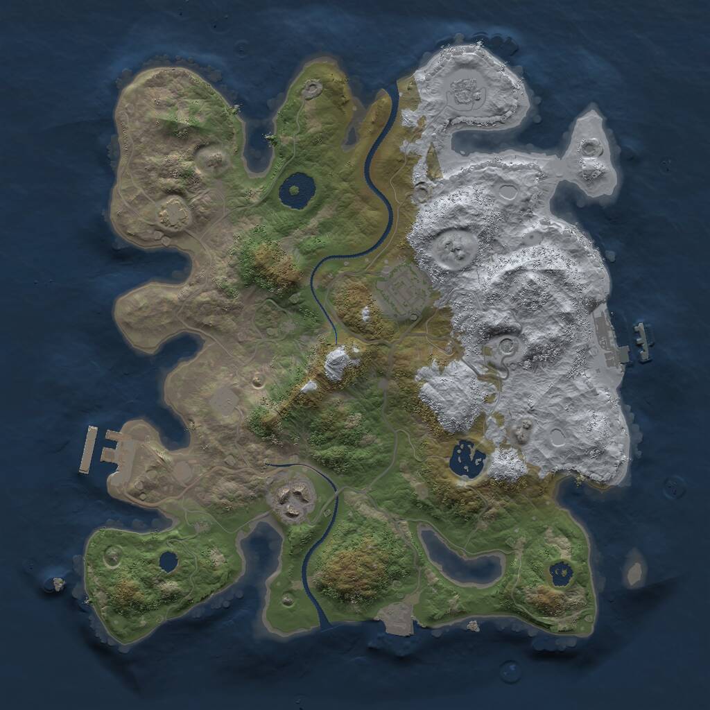 Rust Map: Procedural Map, Size: 3000, Seed: 25275, 9 Monuments